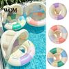 Gestreifter Schwimmring Baby-Pool-Schwimmhilfe mit Verdeck, Aufblasbarer Sicherheits-Wassersitz mit Griff im Vintage-Design, Sonnenschutz-Schwimmhilfe für Kleinkinder
