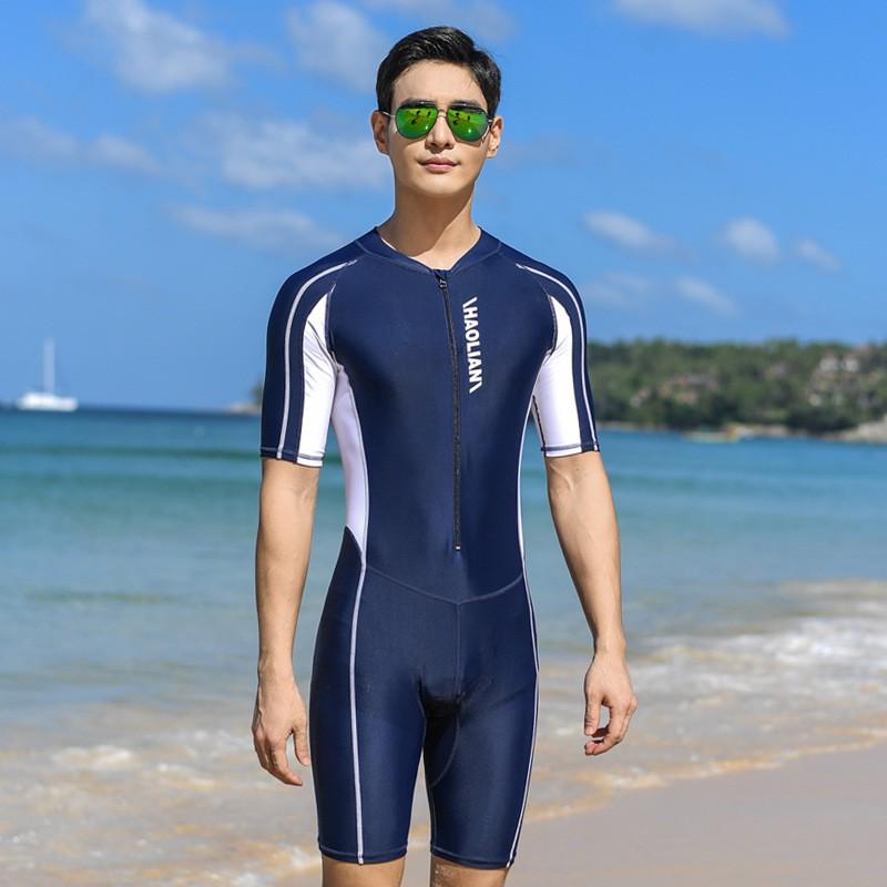 Mens UV Protection Swimwear Set Long Sleeve Short Pants Quick Dry Nylon Rash Guard Suit Surfing Diving