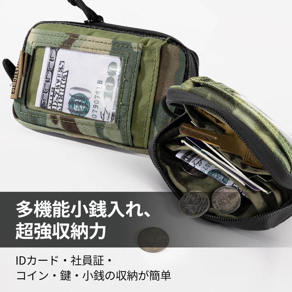 ONETIGRIS Coin Small Coin YKK Waterproof Card Key Mini 500D Nylon Key Military Style Men's Purse, Case, Zipper, & Case, Wallet, Case, Outdoor,