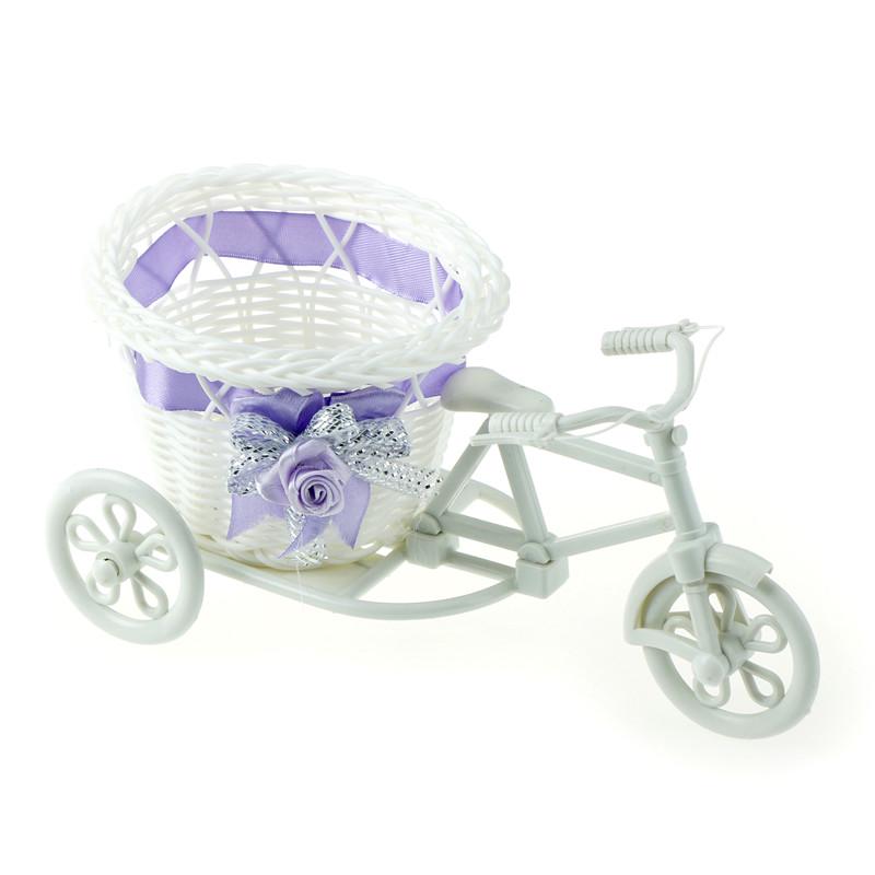 Excelent alb Triciclu Bicicletă Coș de flori Container pentru flori de plante Home Decor vază
