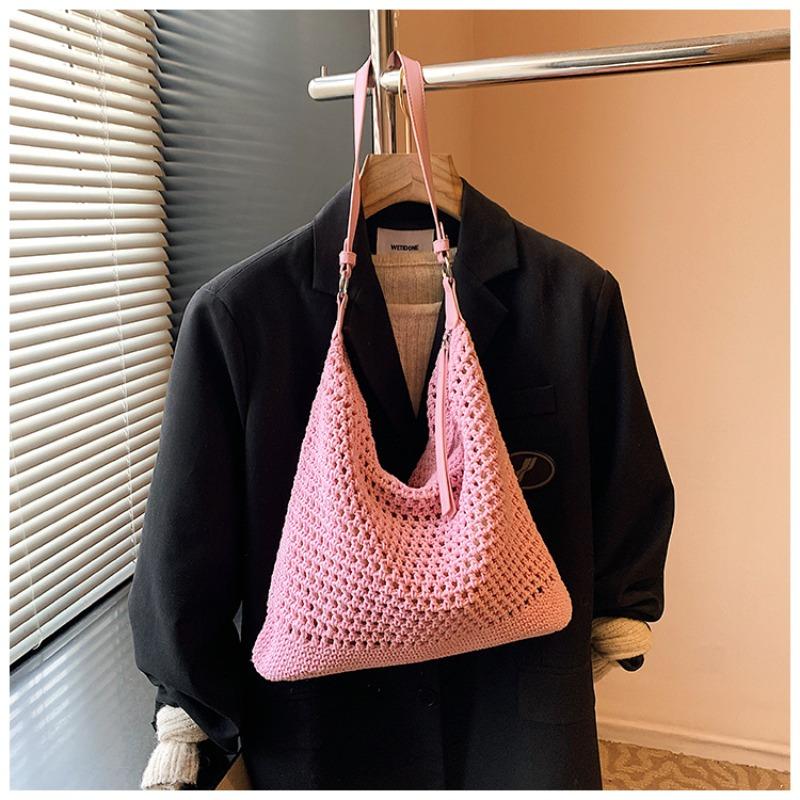 

Новая популярная пляжная сумка женская senmeng летняя плетеная приморский отдых плетеная сумка на плечо подмышечная сумка розовый