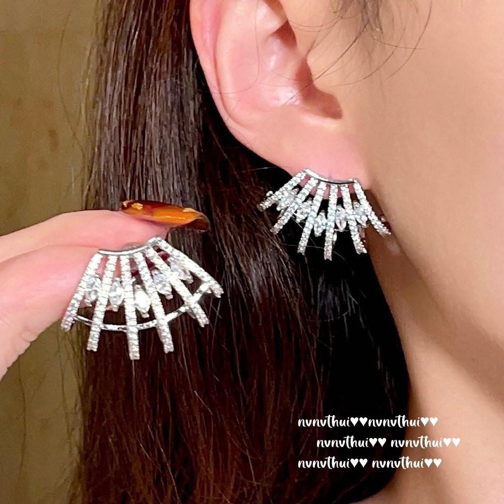 Bright Star Hippo Eye Water Drop Gem Earrings, Sparkling, Curved Ladder Square Zircon Earrings, Wing Brooch