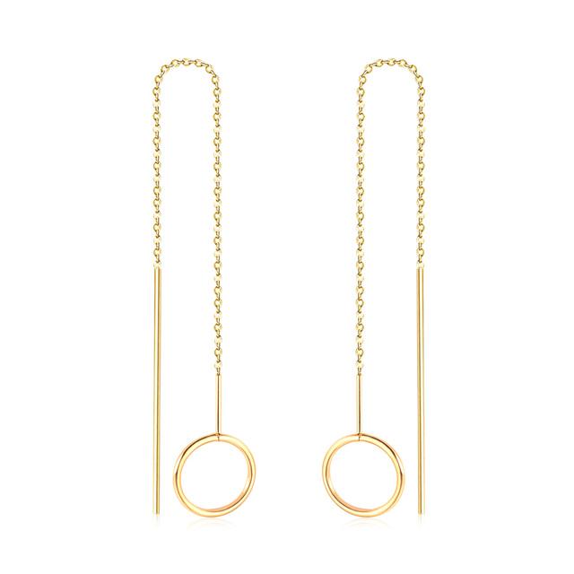 1Pairs Danles Pendants Drop Earrings Stainless Steel 18k Gold Plated Tassel Chains Long Earrings for Women Accessories Party