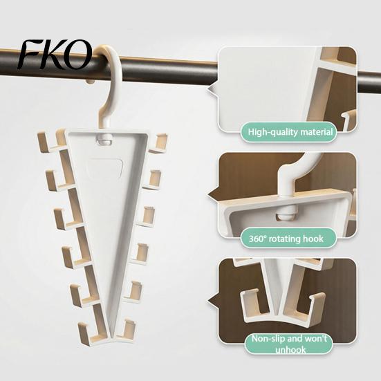 360 Degree Rotating Hook V Shaped Double-Sided Closet Organizer, Multi-Layer Vertical Hanger, with Scarf Hanger 12 Non-Slip Hooks Storage