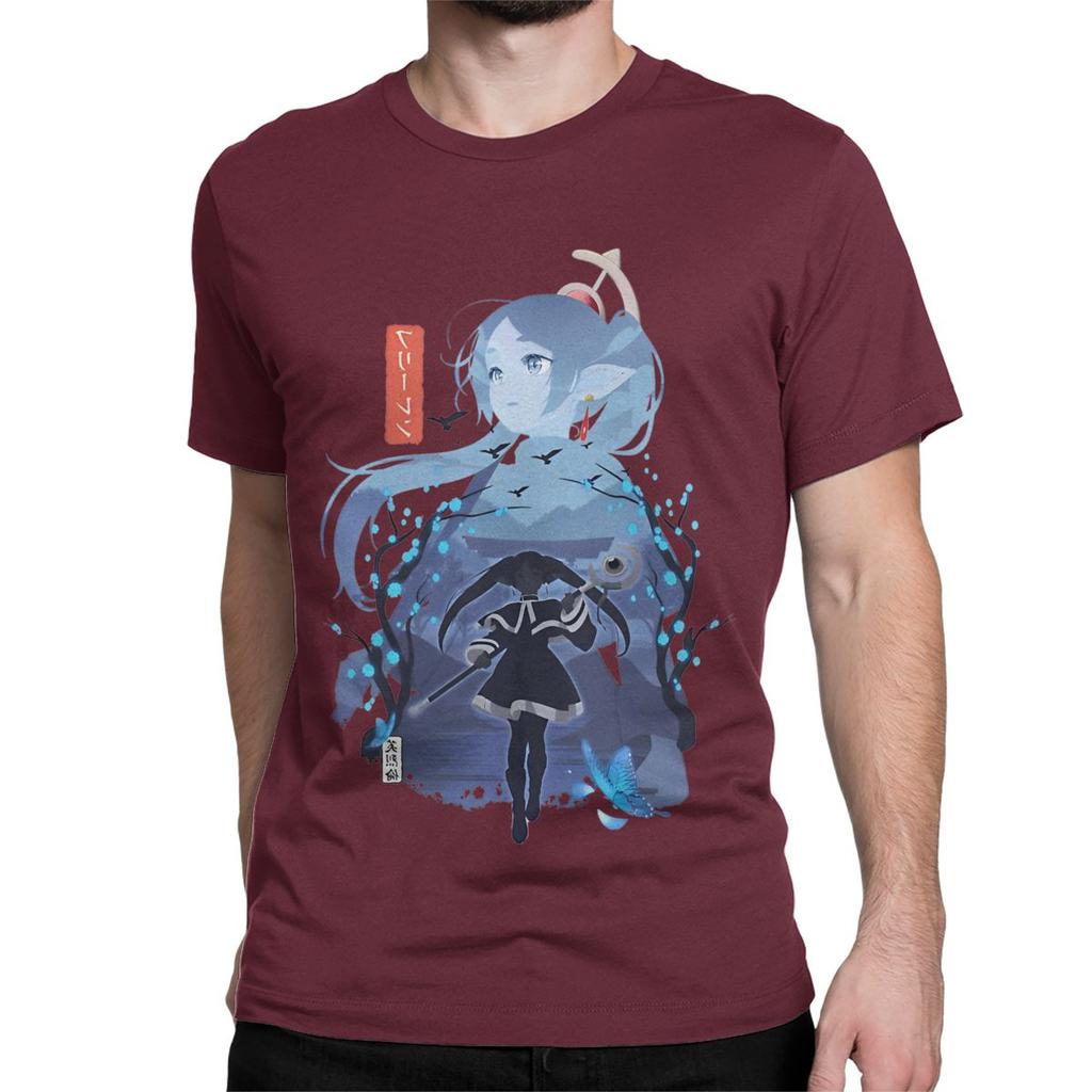 Frieren Silhouette Journeys End TShirt Men Women Sousou No Frieren Novelty 100 Cotton Tees Round Collar T Shirts 6XL Clothes