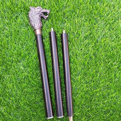 Metal Kurt Başlı Saplı Ahşap Baston, Yürüyüş Bastonu, Fantastik Aşk Hediyesi İyi Koleksiyon Eşyaları
