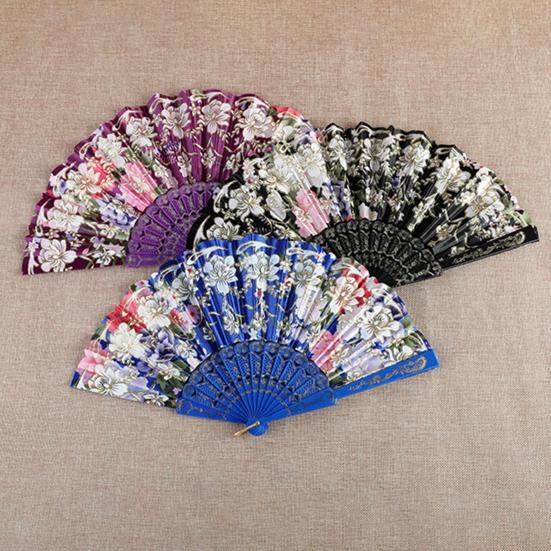 1 Set Folding Hand Fan Lightweight Elegant Exquisite Floral Pattern Decorative Folding Fan Wedding Party Supply