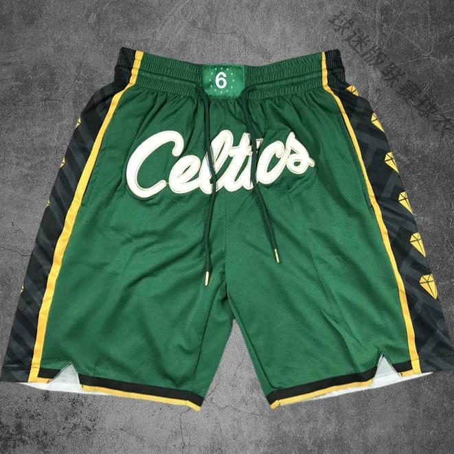 Shorts Deportivos Americanos Bordados Celtics Mixiu para Hombre Retro de Secado Rápido Transpirables Street Shorts Shorts de Baloncesto