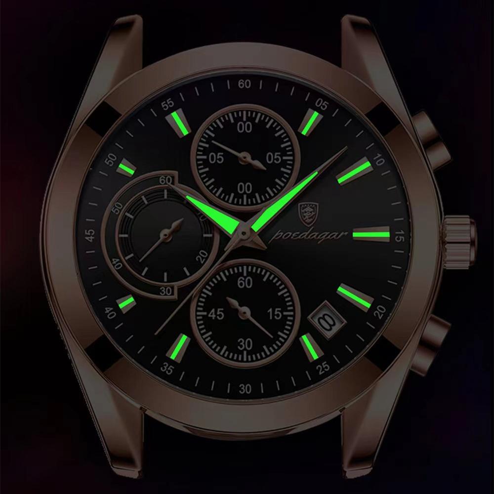 POEDAGAR Nowy luksusowy męski zegarek TOP marki z pudełkiem Luminous Wodoodporne wielofunkcyjne męskie zegarki kwarcowe