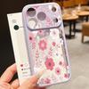 Pink Flowers Print Case For iPhone 17 Pro Max For iPhone 16 15 14 13 Pro Max Luxury Hybrid TPU+PC Clear Back Hard Cover
