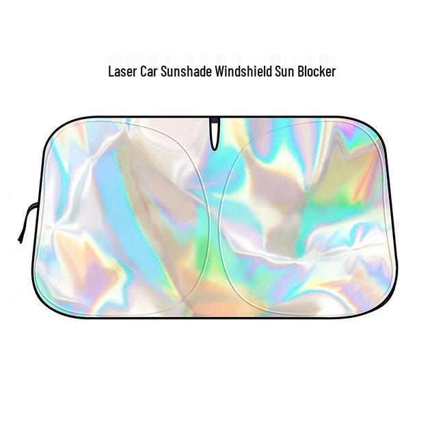 Car Laser Windshield Sunshade: Summer Heat Protection & Foldable Sunshield Titanium Silver