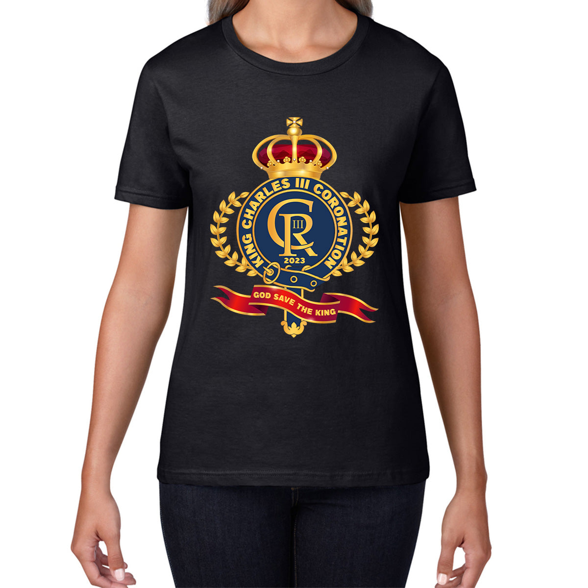 King Charles III Coronation 2023 CR III God Save The King Royal Crown United Kingdom Ruling Monarch Womens Tee T Shirt Mens Tops Unisex Top S