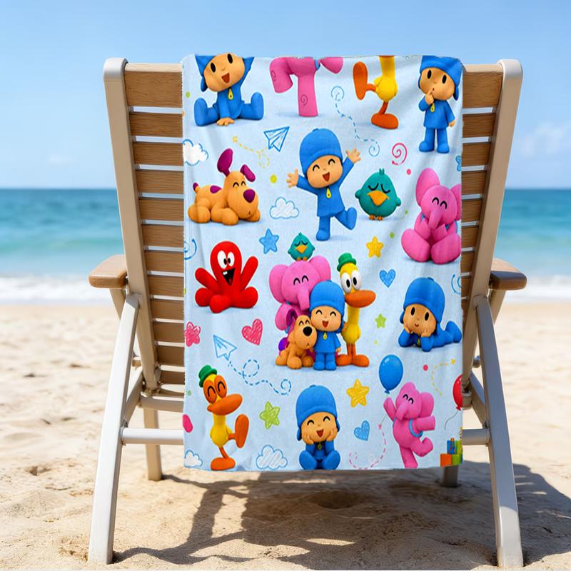 Ultra-Soft Beach Towel with Pocoyo Theme,Ideal for Pool - Camping, Diving - Perfect Travel Essential, Vibrant Beach Towel.