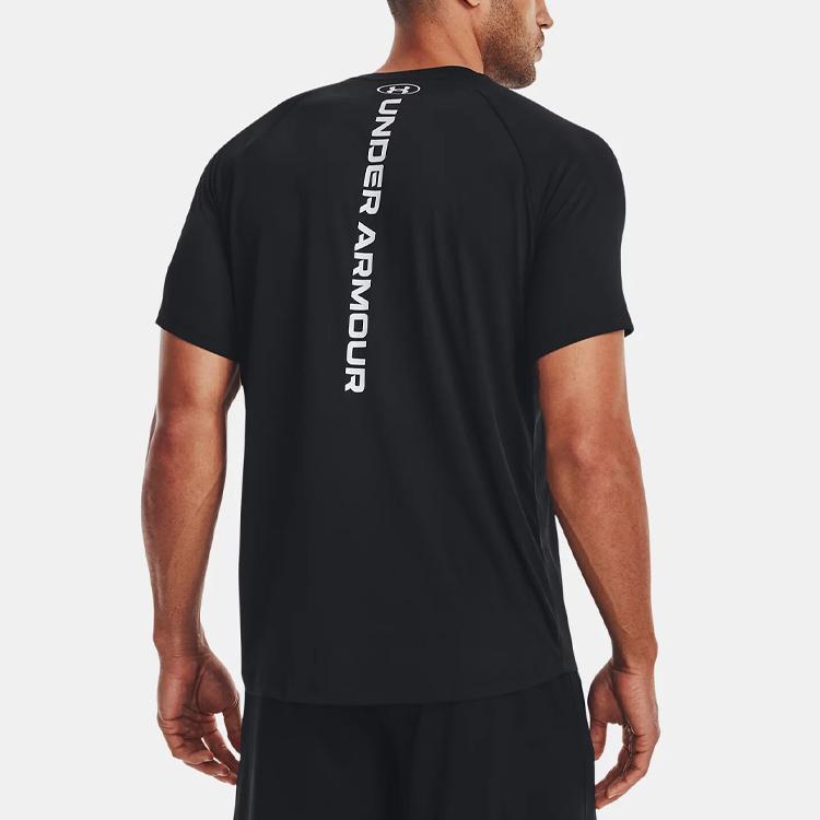 Under Armour Solid Crew Neck Reflective Short Sleeve T-Shirt Men Tops Black 1377054-001