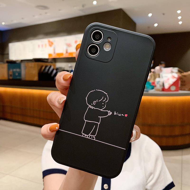 Black White Couples Love For iPhone 11 12 13 14 15 16 Pro X XR XS Max Shockproof Phone Case For iPhone 7 8 Plus Silicone Cover