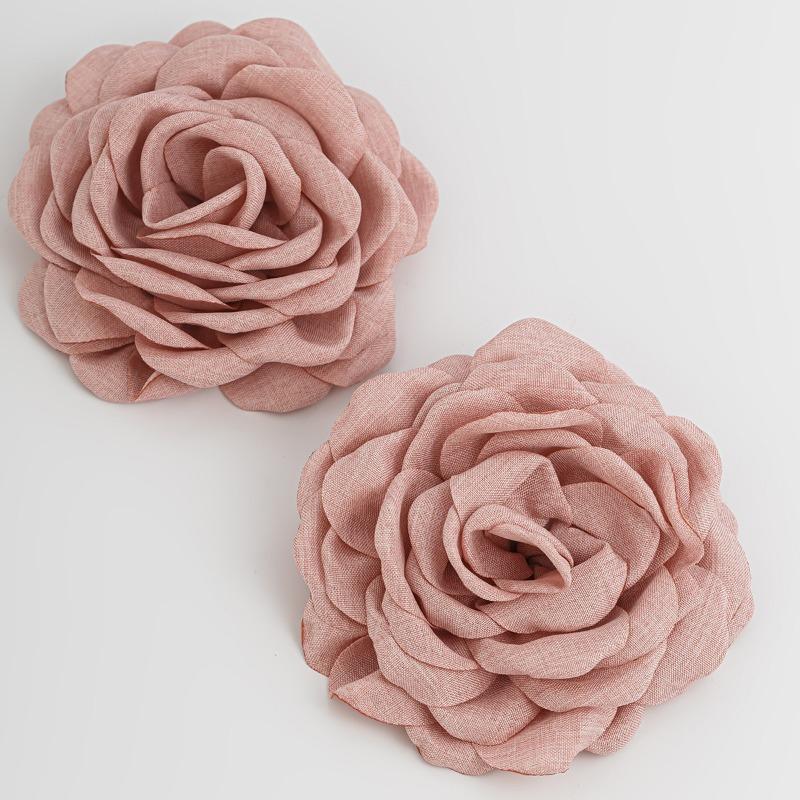 Exaggerated Big Rose Flower Earrings for Women Vintage Elegant Fabric Florals Ear Stud Earring Summer Holiday Beach Jewelry