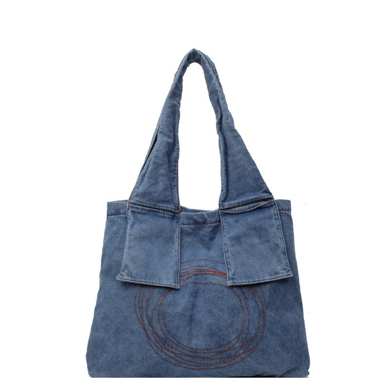 Canvas Denim Bag Large Capacity Bag Women's Retro Trend Tote Bag Korean Shoulder Bag Fashion Versatile