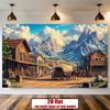 Alte Weststadt Wandteppich Wanddekoration Böhmisch Rustikal Bauernhaus Stil Westliche Grenzlandschaft Druck Polyester Hängende Kunst ZimmerWand