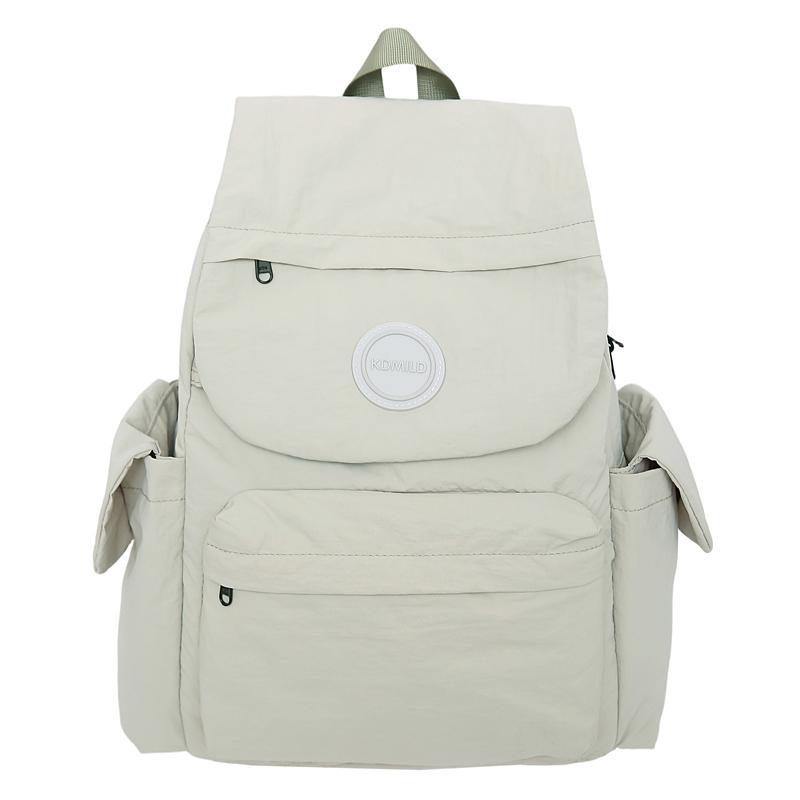 Solid Color Backpack Student Schoolbag Water-repellent Commuter Backpack