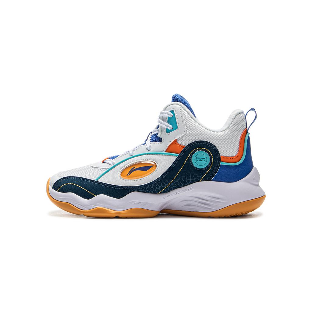 Li Ning Kids Basketball Comfortable Kids Basketball Shoes Kids Sneakers Standard-White Navy-Blue Colorful-Blue YKBV042-9
