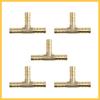 8mm Hose Barb Brass 3 Way Tee Connector Adaptor for Air Water Gas Oil Pipe 5pcs Auto Replacement Parts