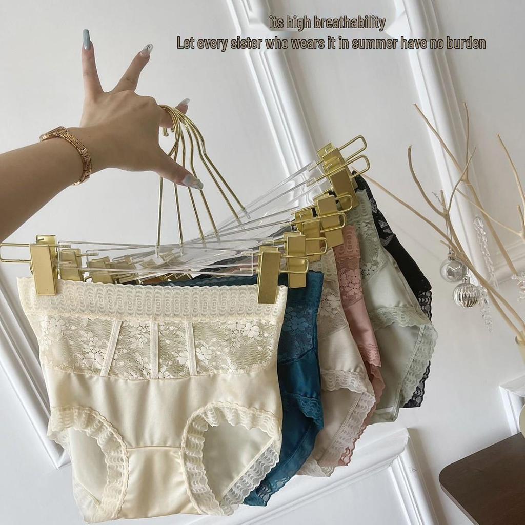 High-Waisted Lace Summer Panties for Women - Plus Size, Breathable Mulberry Silk Crotch, Sexy Thin Style