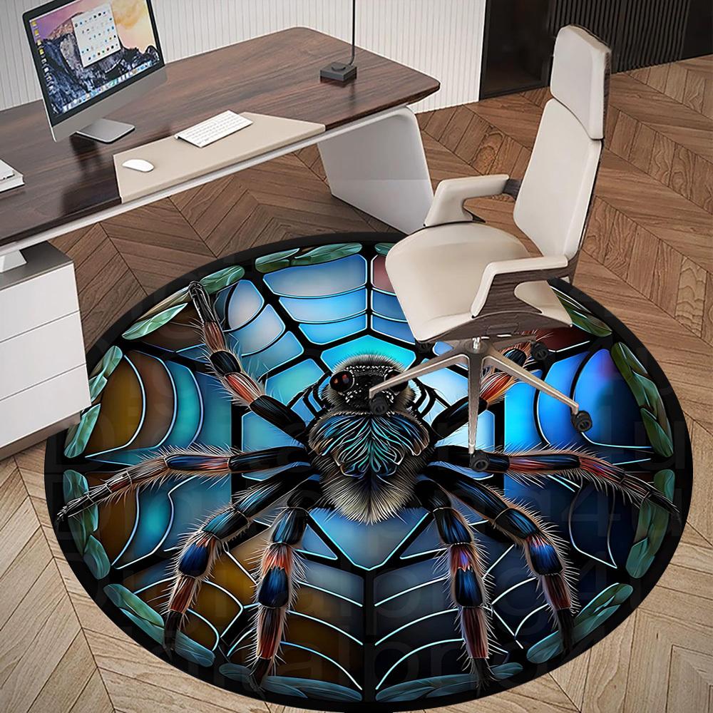 1pc Spider Web Round Chair mat Area Rug - Non-Slip, Floor Mat for Office, Bedroom, and Indoor Decor -1002234