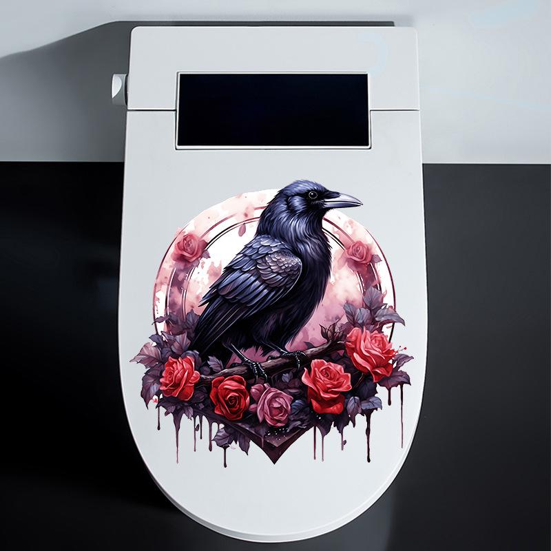 Halloween Crow Stickers for Wall Glass Door Refrigerator Window Spooky Home Decor Scary Party Decoration Peel and Stick Vinyl