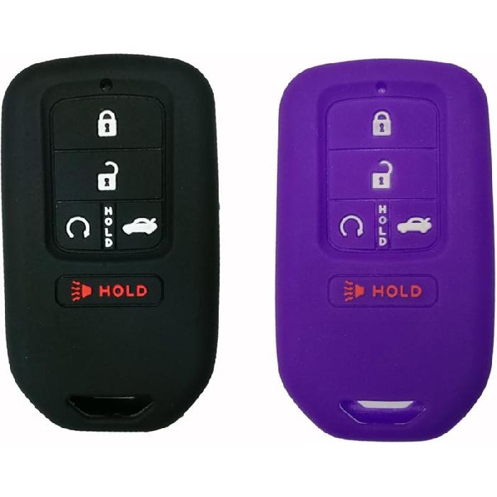 2Pcs Coolbestda Silicone Full Protective Key Fob Remote Cover Case Skin Jacket for 2017 2018    Honda Civic Accord Pilot CR-V 5 Buttons Smart Key