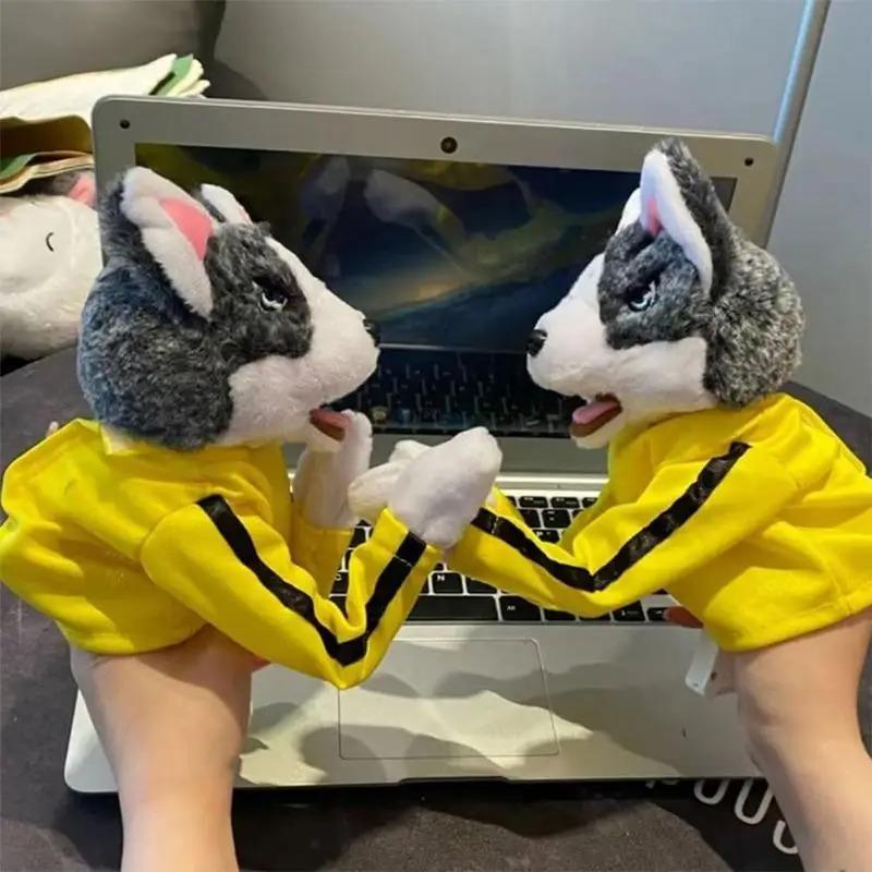 Kung Fu Tier Husky Handschuhe Hund Interaktiv Hand Boxen Handpuppe Finger Kampf Geräusch Plüschpuppe Kinderspielzeug Geburtstagsgeschenk