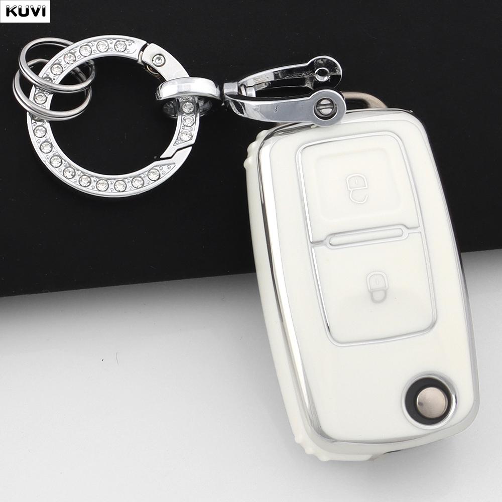 Coque de protection en TPU à 2 boutons pour clé de voiture Pour VW Volkswagen Amarok Polo Golf 4 5 6 MK4 Bora Jetta Altea Alhambra Passat B5 B6 B7