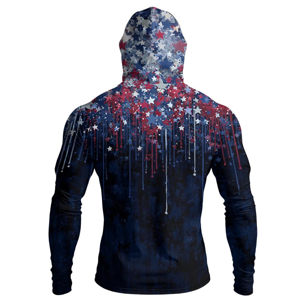 Men's Casual Raglan Sleeve Hooded Long Sleeve Sun Protection Shirt Lightweight Breathable Fabric All Over Print Design