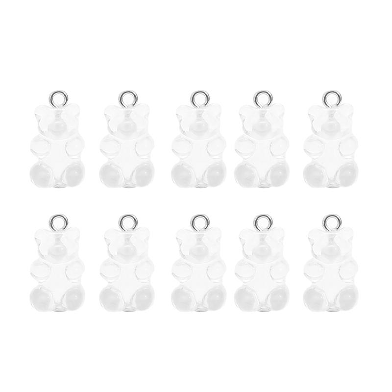 10Pcs Resin Candy Bear Charms Beads for DIY Necklace Bracelet Earrings Jewelry Making