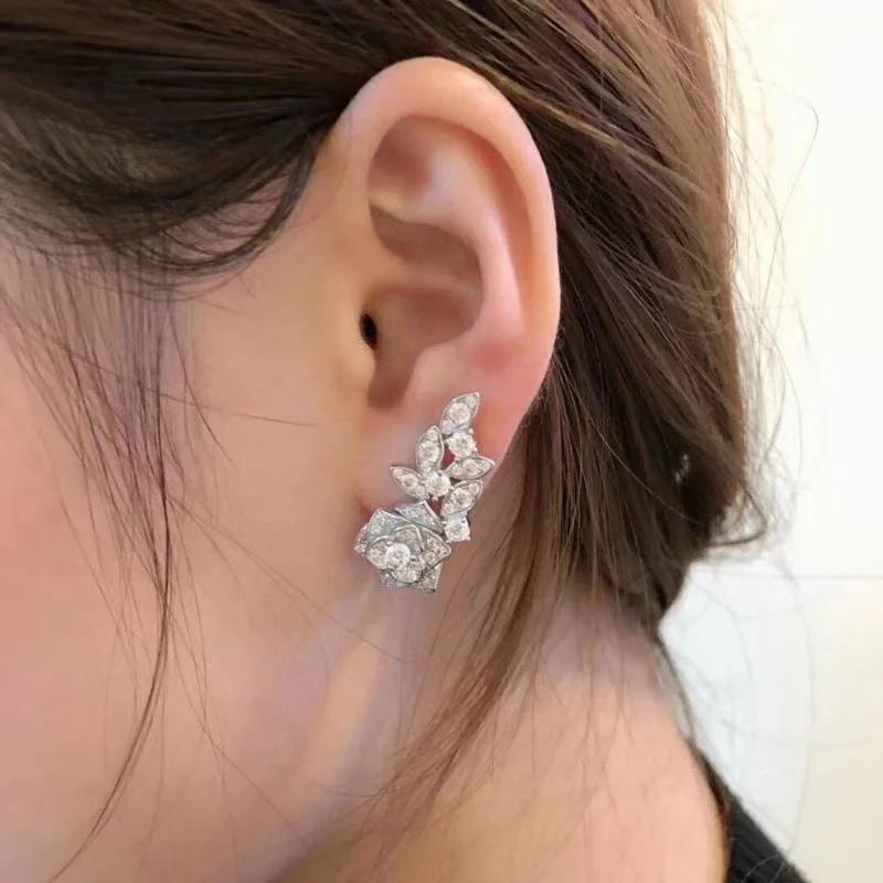 Musla Design Hot Sale Vintage Earrings for Women Fashion Luxury Jewelry 925 Sterling Diamonds Flower Shape Silver Stud Earrings