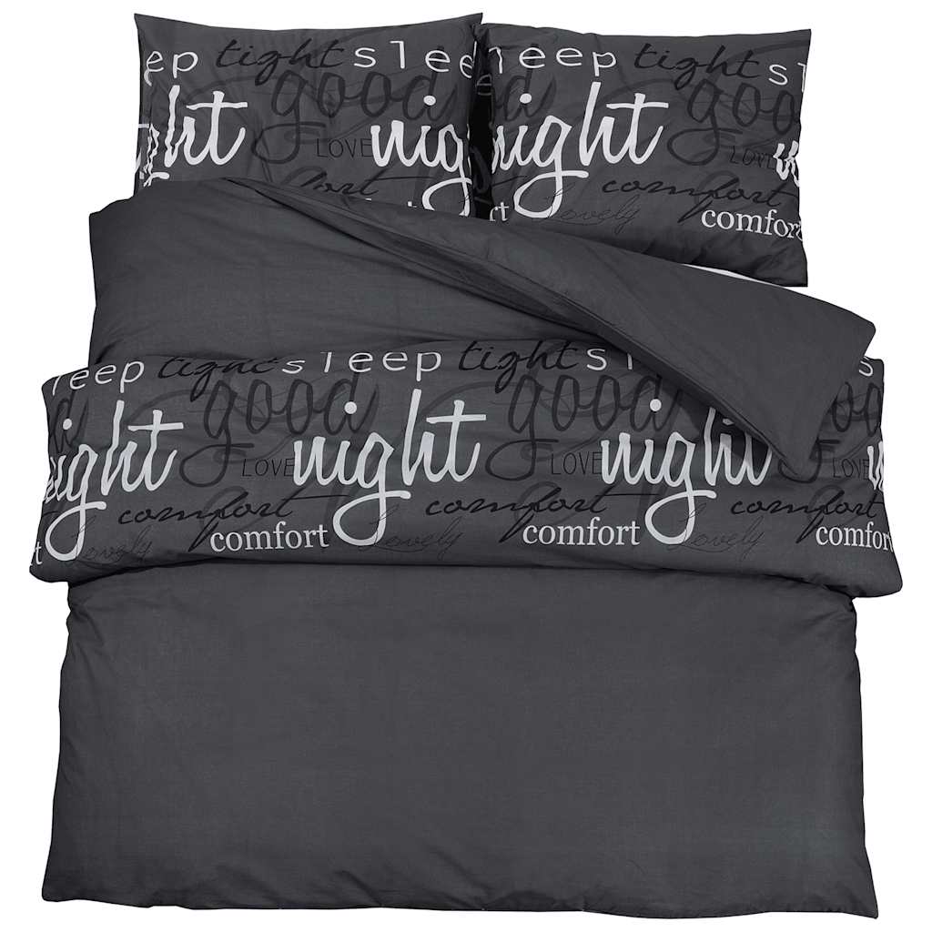 Black Bed Linen Set 200x200 cm Cotton