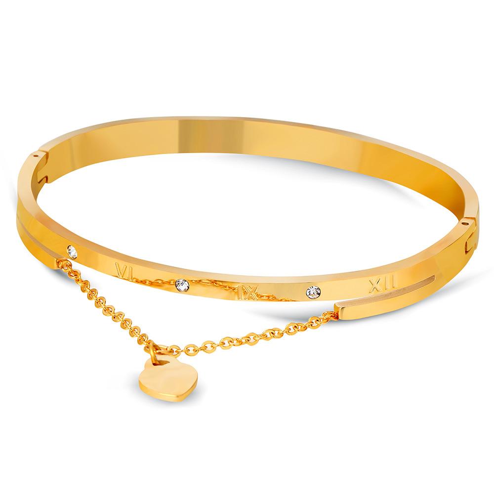 Ins Roman Numerals Long Chain Peach Heart Buckle Bracelet Rose Gold Women-Shaped Bracelet