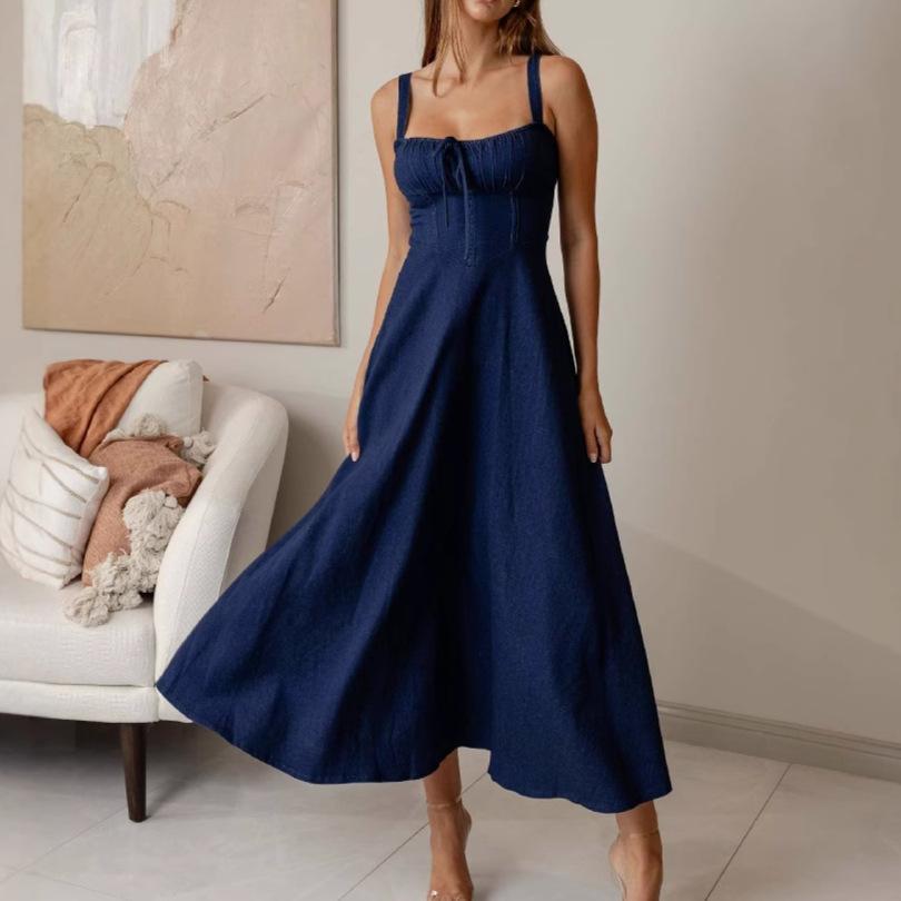 European and American new suspender skirt 2026 summer fashion sexy backless sleeveless denim dress women S