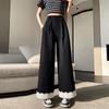 Women's Lace Washing Cotton Wide Leg Pants for Women In Summer New High Waist Loose Casual Straight Pants