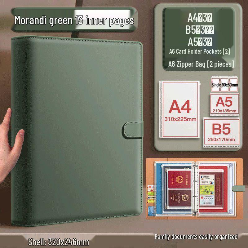 Portable Family Document Organizer: Loose-leaf, Multifunctional, Transparent, Large-Capacity Album for Birth Certificates & Household Records.