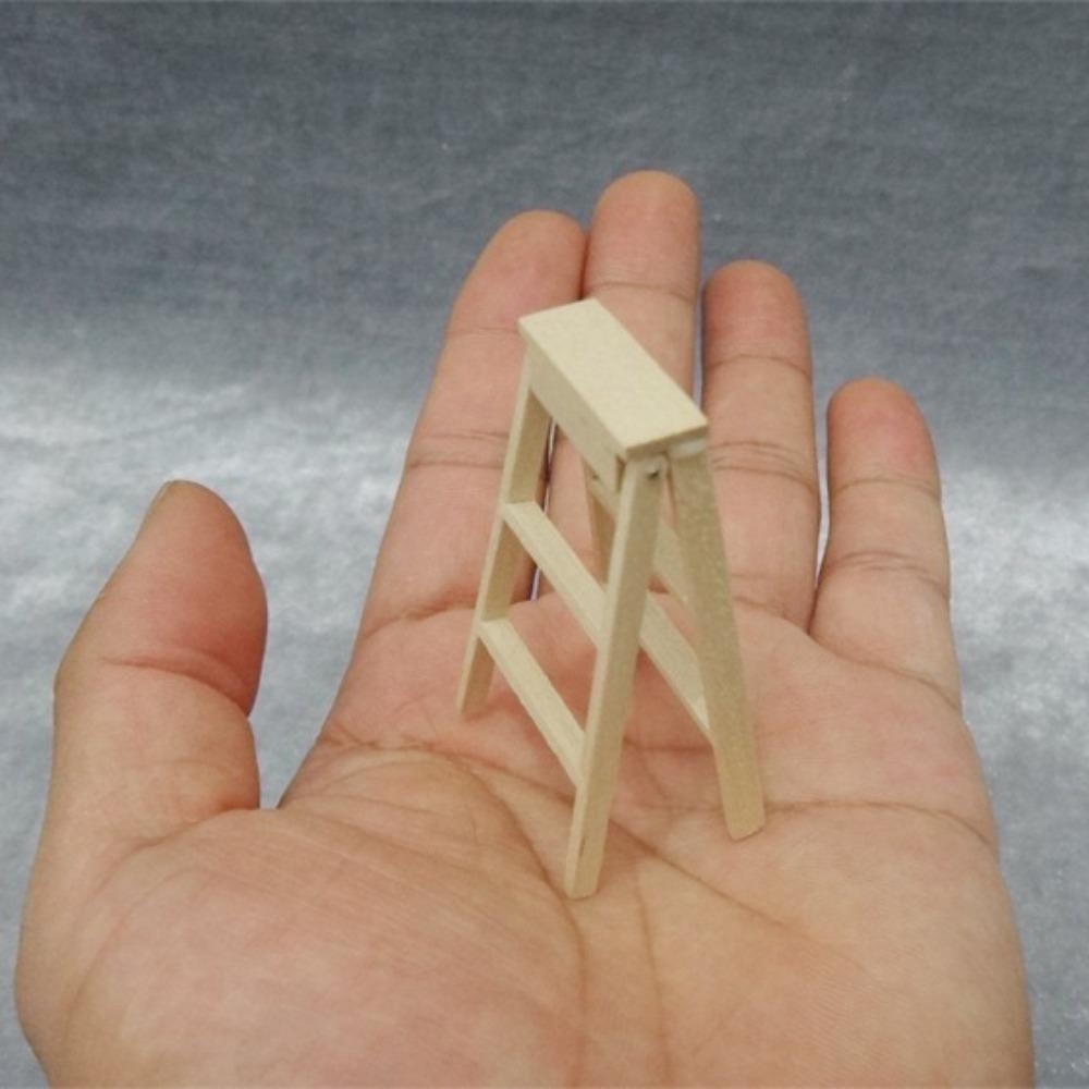 Miniature Model Wooden Ladder Dollhouse Wooden Creative Figurine Stairs Toys  Pretend Play Toys