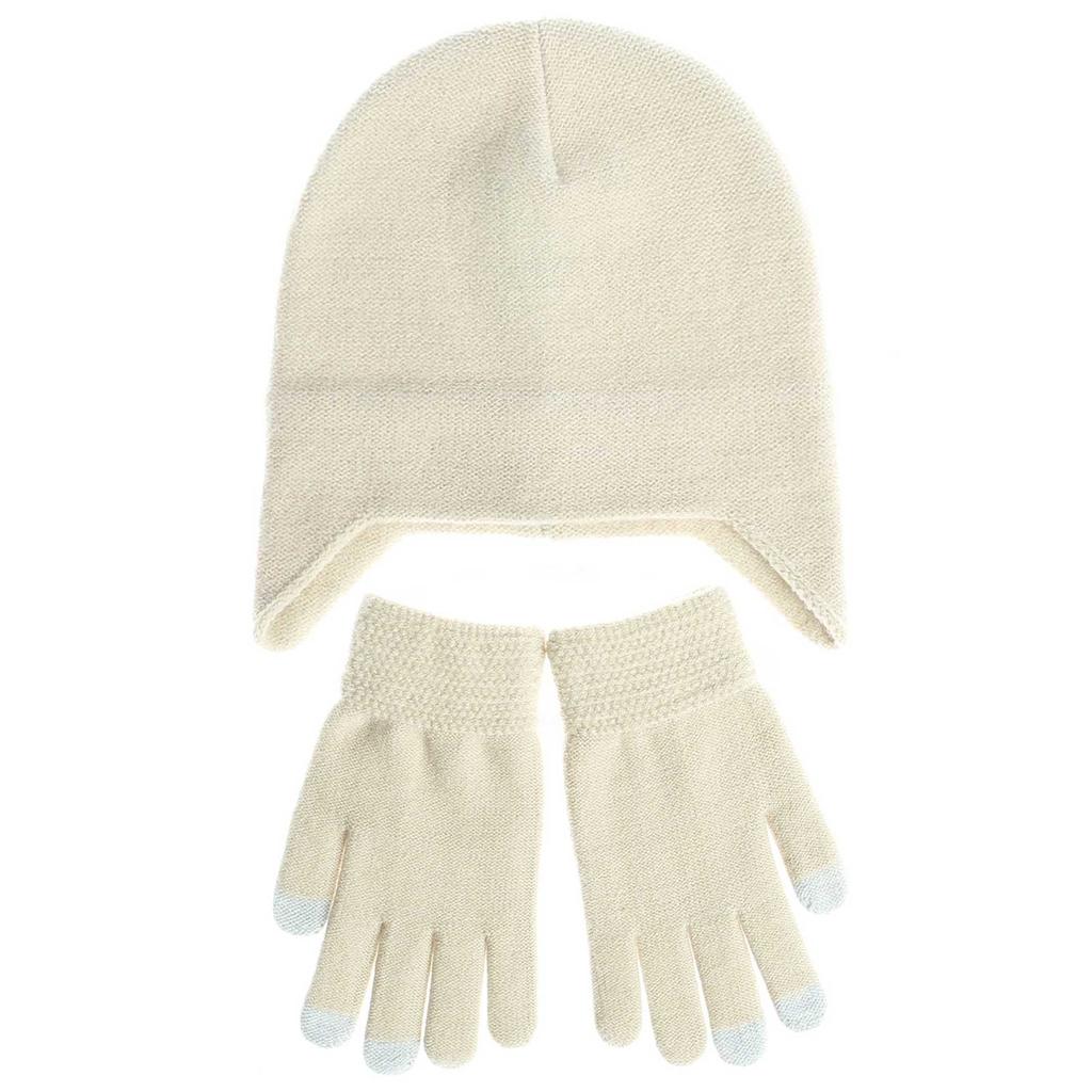 Unisex Skiing Fashion Keep Warm Winter Hats Knitted Cotton Hat+1 Pair Glover