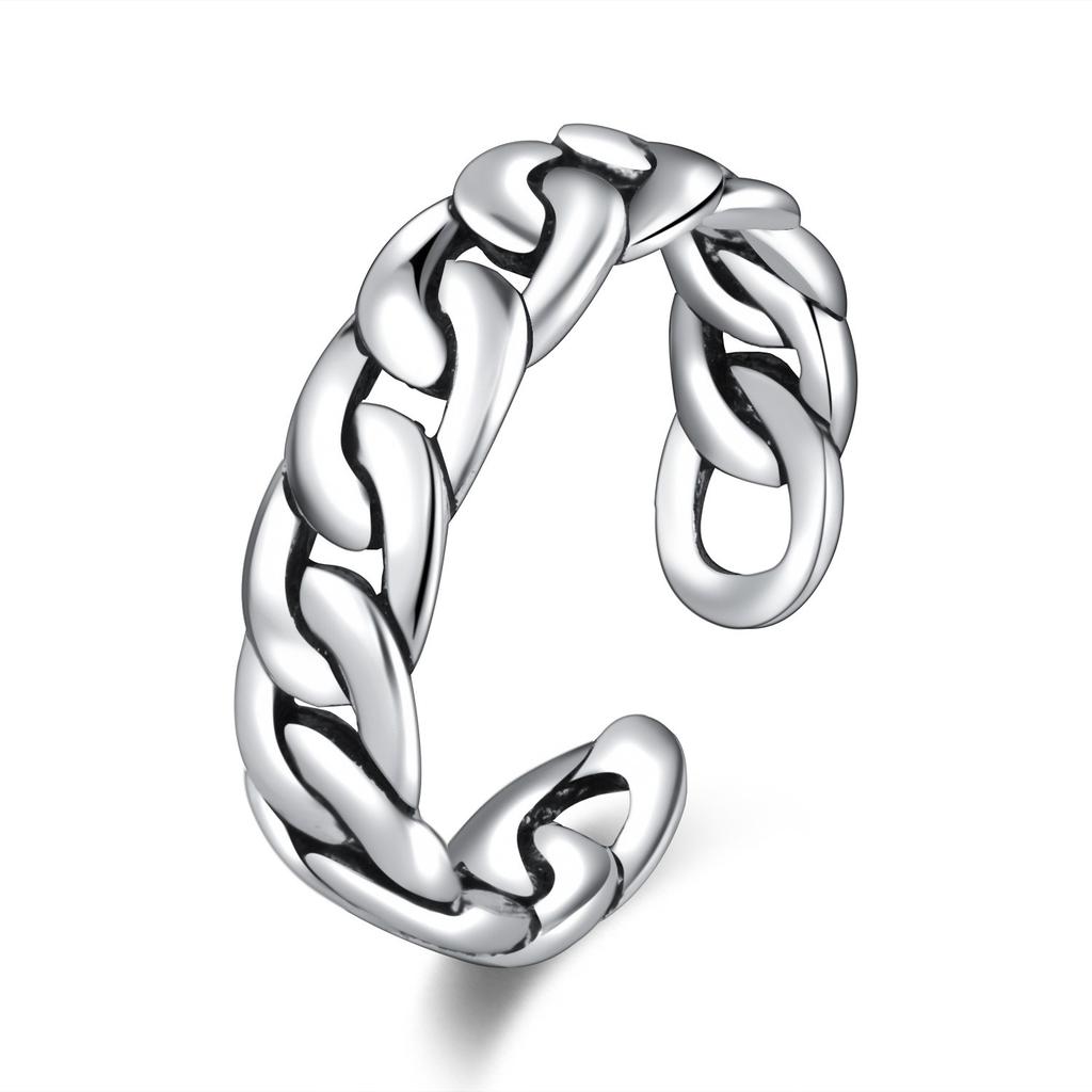 925 Sterling Silver Rings for Women Men Couple Minimalist Handmade Simple Chain Ring Party Jewelry Gift Prevent Allergy