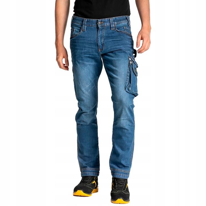 Spodnie Męskie Jeans Bojówki Robocze Elastyczne Wygodne Wzmacniane Jeansowe