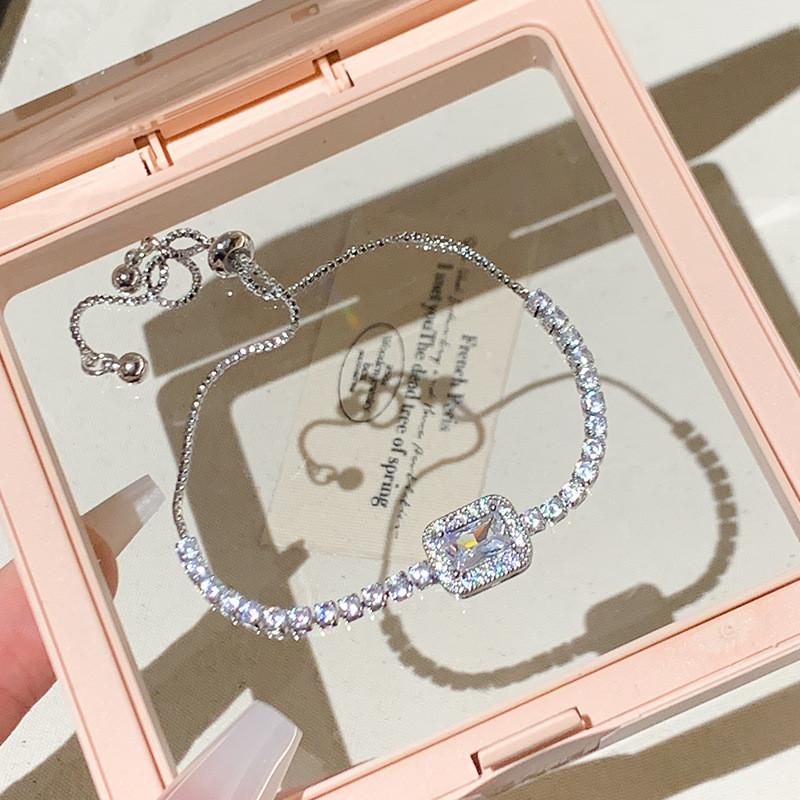 Geometric Zircon Square Adjustable Bracelet For Womens Fashion And Giftgiving