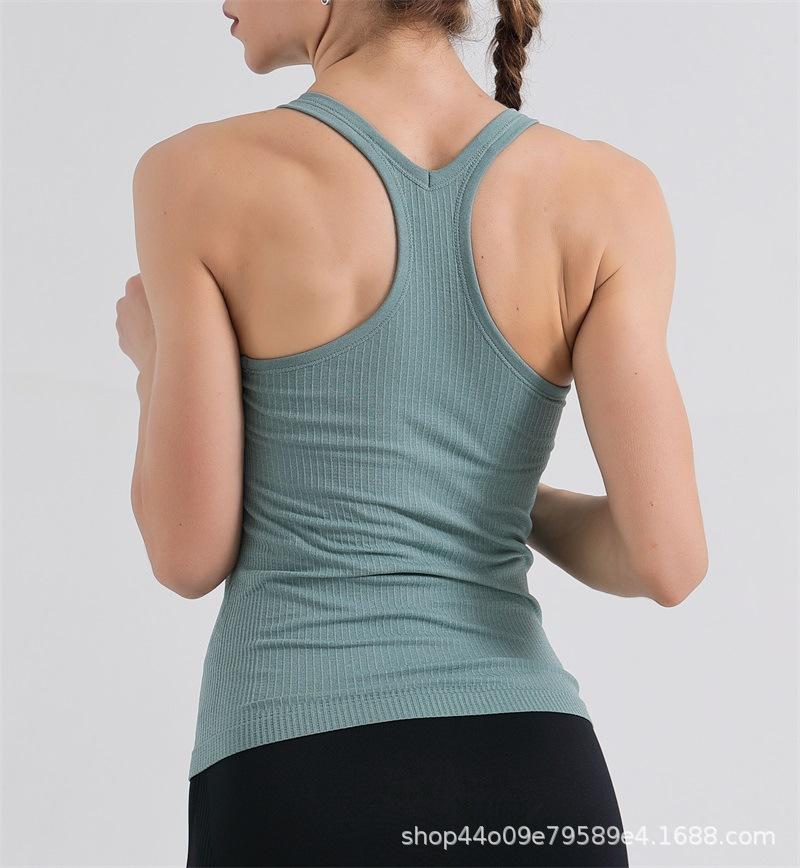 Yoga Top Chest Padded and Beautiful Back Tight Fitting Vest Long Length Fitness and Sports Underwear