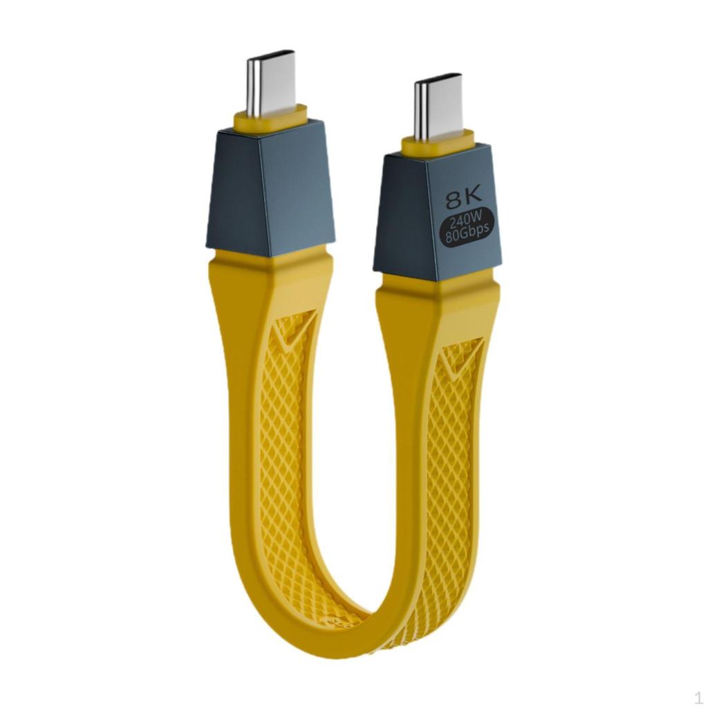 Short USB C Cable 80Gbps Connection 13 cm 240W High Speed Data Transfer