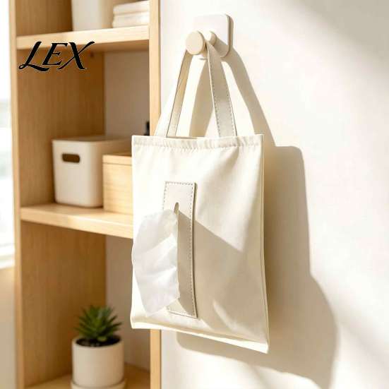 Portable Tissue Storage for Bedroom Hanging Canvas Box, Durable Wall Mounted Paper Towel Foldable Fabric Napkin Holder Dispenser, Easy Refill