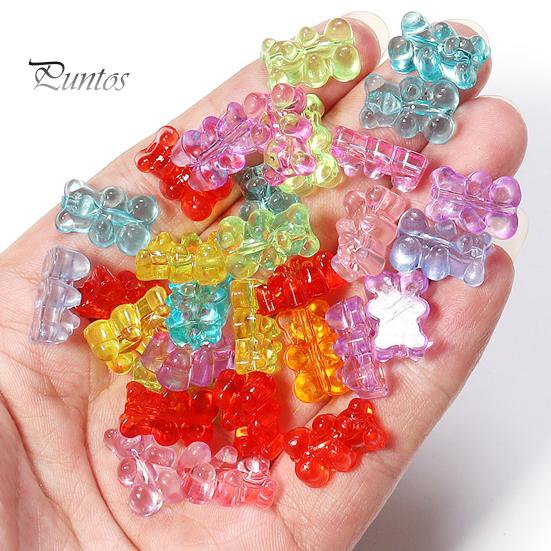 100 Pcs Colorful Bear Beads Clear Acrylic Colored Bear Beads Mini Bear Charms for Bracelet Necklace DIY Crafts Jewelry Making Supplies