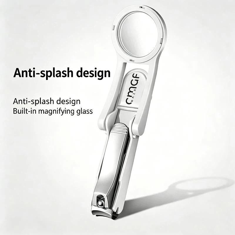 Stainless Steel Nail Clipper With Magnifying Glass Anti-Splash Heavy Duty Sharp Trimmer for Hard Thick Nails Elderly Home Use
