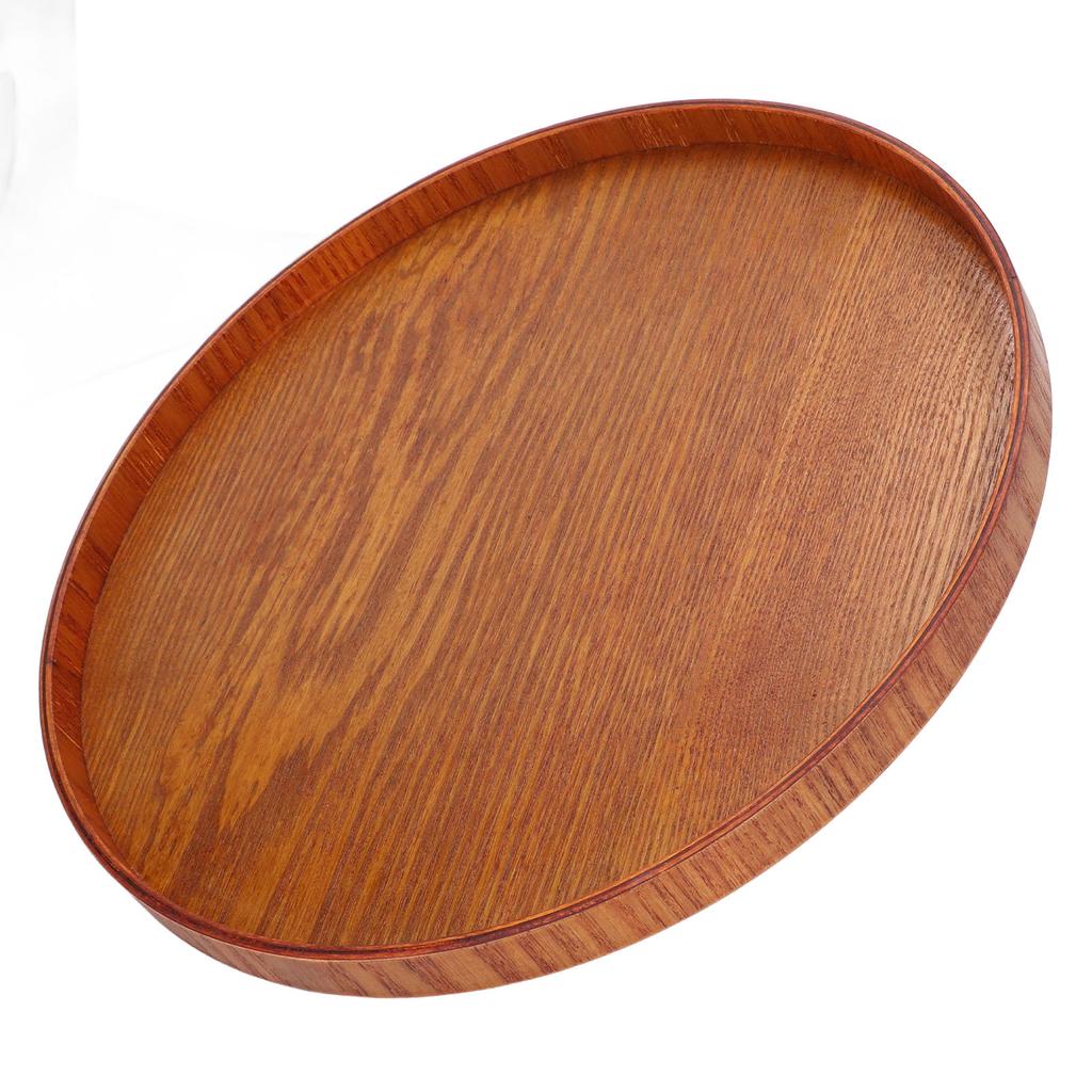Wood Serving Tray Round Durable Simple Elegant Style Wide Application Glossy Surface Stable